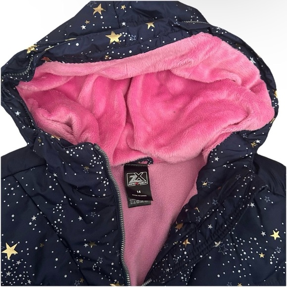 Girls Zeroxposur Navy Blue Puffer Jacket With Stars Size 14 - Picture 4 of 4